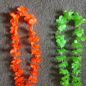 Vibrant Orange and Green Flower Leis